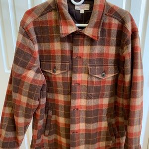 J. Crew Wallace & Barnes Mens Brushed Wool Jacket In Brown Tan Plaid Size medium